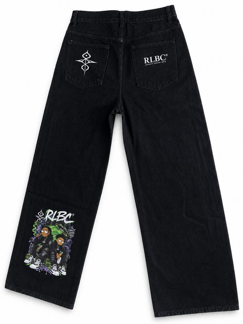 RLBC WORLD-Graphic Baggy Wide-Leg Denim